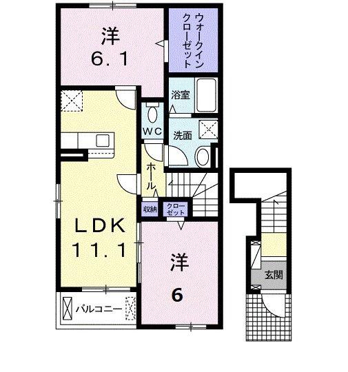 ベル・アヴニール II(2LDK/2階)の間取り写真