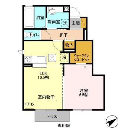 フォーゲルテラス グリューンⅣ(1LDK/1階)の間取り写真