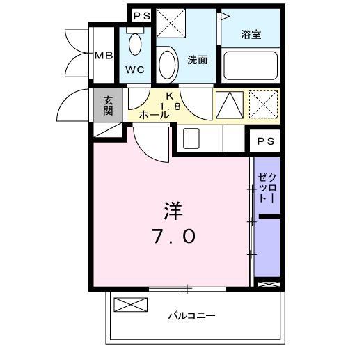 グランツ エム(1K/1階)の間取り写真