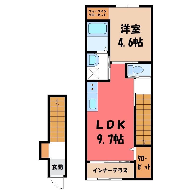 リアン・IV(1LDK/2階)の間取り写真