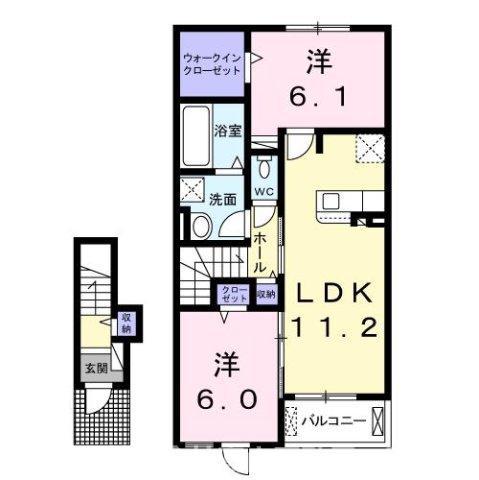 マイライフ直方I(2LDK/2階)の間取り写真