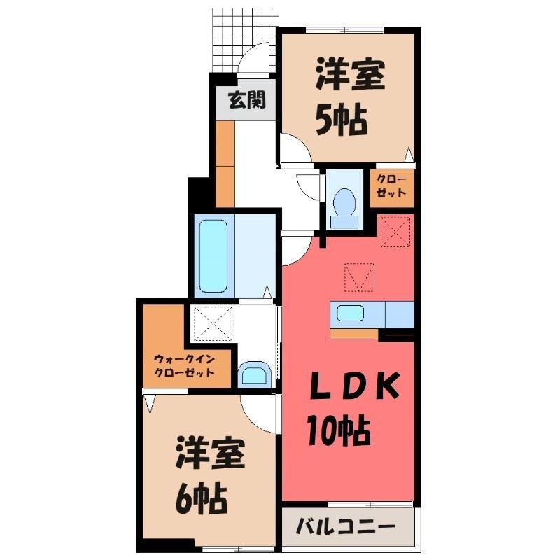 オーブ・レジェール(2LDK/1階)の間取り写真