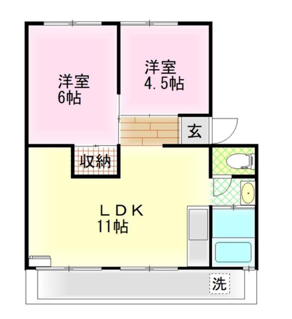 エクスト宮前I(2LDK/4階)の間取り写真