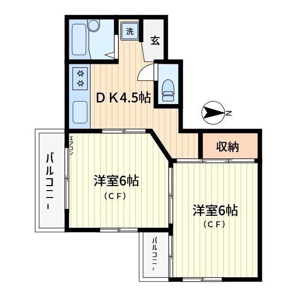 ドミール光陽(2DK/3階)の間取り写真