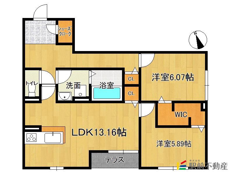 プリマフルール彩都B棟(2LDK/1階)の間取り写真
