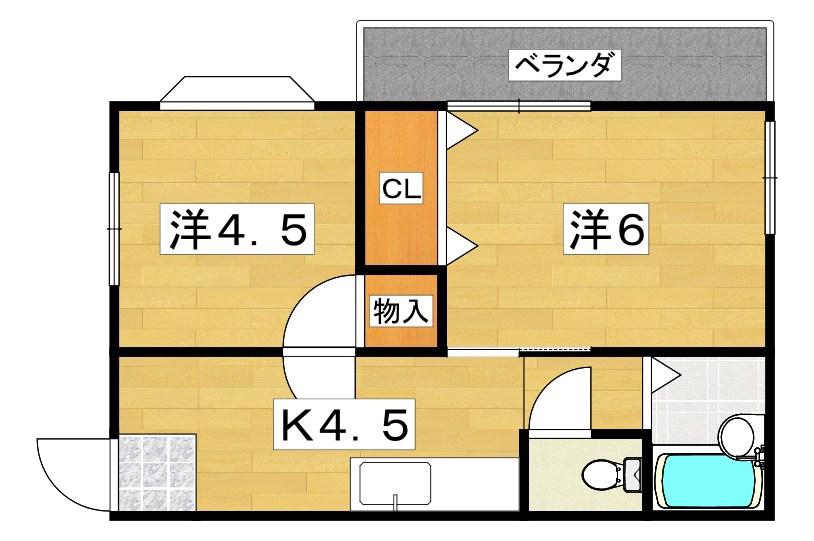 ウエストレジデンス(2K/3階)の間取り写真