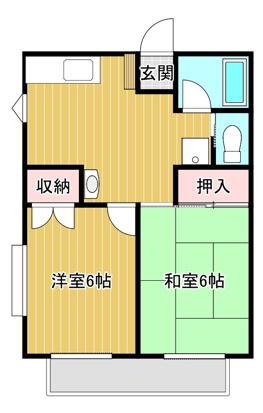 ドミシルサカエA(2DK/1階)の間取り写真