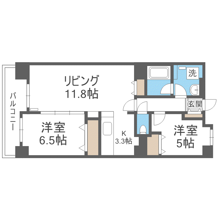 メイゾン琴似(2LDK/8階)の間取り写真