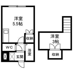 エクセルシャトーS(ワンルーム/2階)の間取り写真