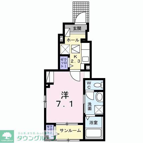 アネモネ(1K/1階)の間取り写真