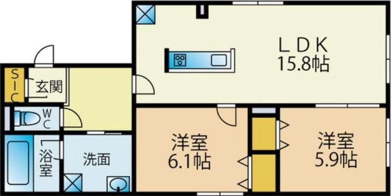 LU PIONIA(2LDK/2階)の間取り写真