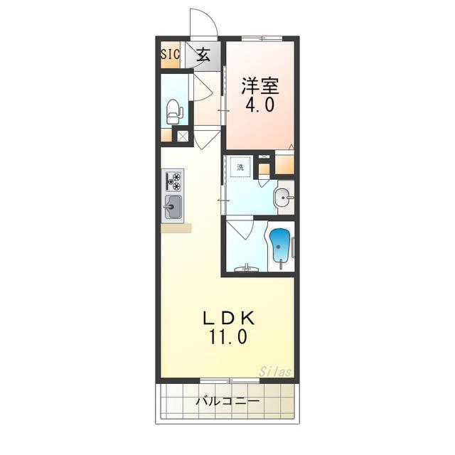 PHOERME TENNOJI イースト(1LDK/3階)の間取り写真