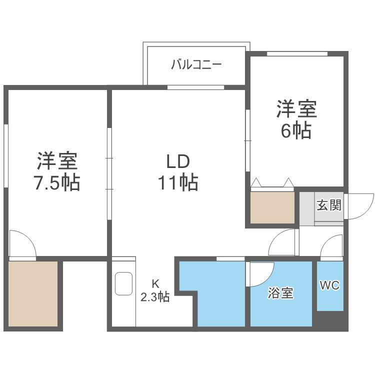 プレシャス333(2LDK/1階)の間取り写真