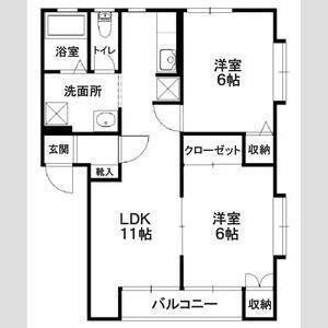ルシアB(2LDK/1階)の間取り写真