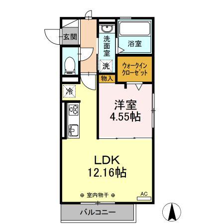 D-禾森II(1LDK/2階)の間取り写真