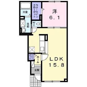 JR室蘭本線 東室蘭駅 徒歩54分 2階建 築12年(1LDK/1階)の間取り写真