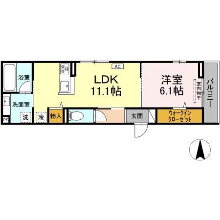 D-ROOMコサコ(1LDK/3階)の間取り写真