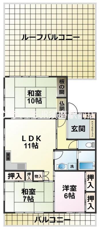 ベルメゾン井上(3LDK/6階)の間取り写真