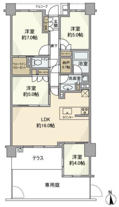 アーデル戸田アドヴァンススクエア(4LDK/1階)の間取り写真