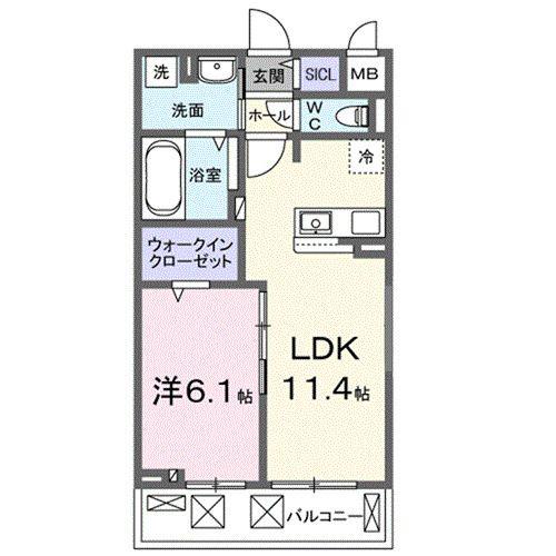 リオラ I(1LDK/2階)の間取り写真