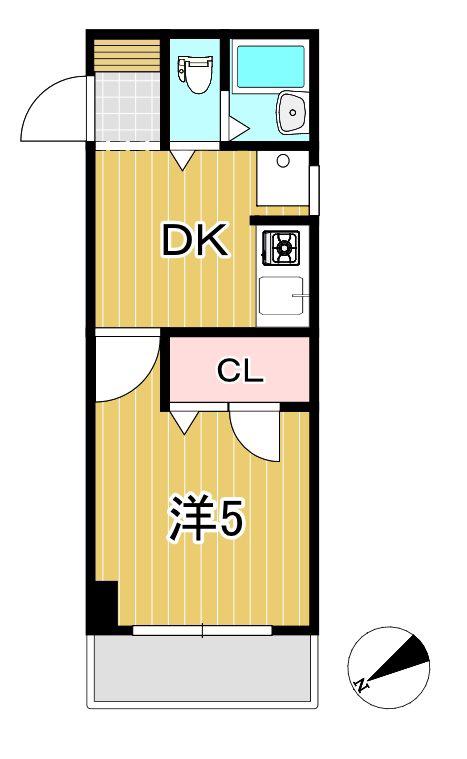 プレミアヒルズ日立(1DK/3階)の間取り写真