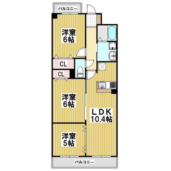 フォンテーヌ(3LDK/3階)の間取り写真