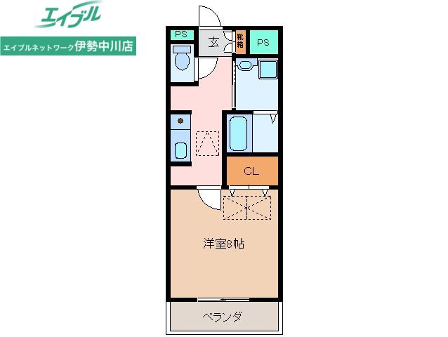 ルネスクレール(1K/2階)の間取り写真