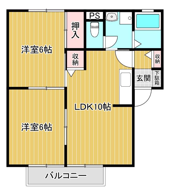 パナタウンセブンD(2LDK/1階)の間取り写真