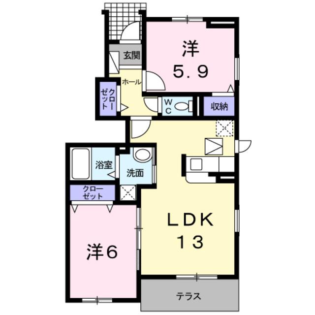 メゾン ド プラリネ(2LDK/1階)の間取り写真