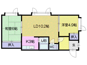 KMリバーハイツ(2LDK/1階)の間取り写真