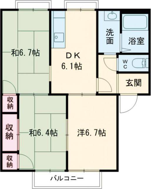 サンシャインハイツA(2LDK/2階)の間取り写真