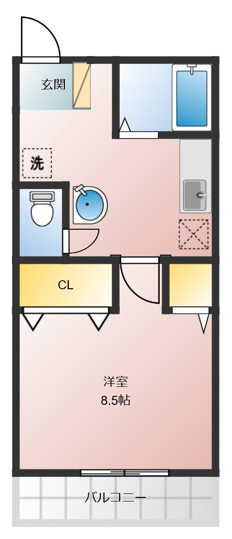 ラージワンコート(1K/1階)の間取り写真