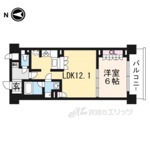 リーガル京都四条烏丸2(1LDK/3階)の間取り写真