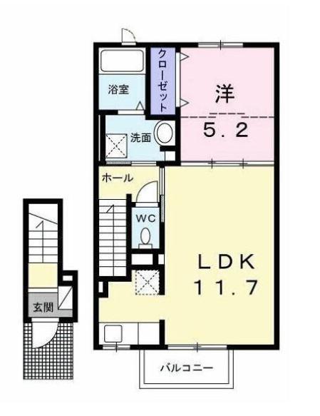 カルーム(1LDK/2階)の間取り写真