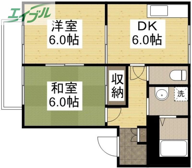 ステイタス91 II棟(2DK/2階)の間取り写真