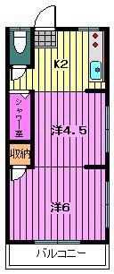 コーポ栄(2K/3階)の間取り写真