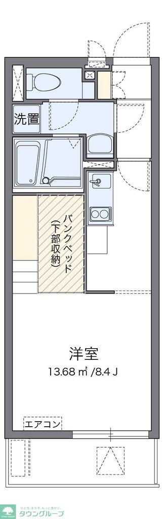 ミランダYIII(ワンルーム/1階)の間取り写真