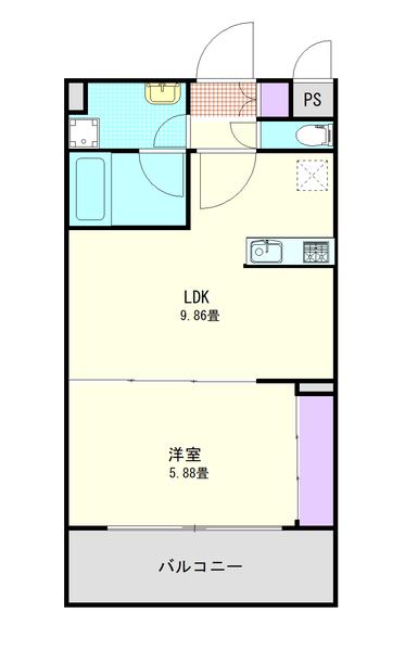 LA VERT与野(1LDK/10階)の間取り写真