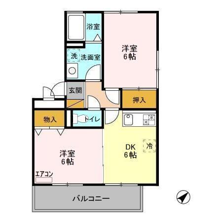 サニーコート11(2DK/2階)の間取り写真