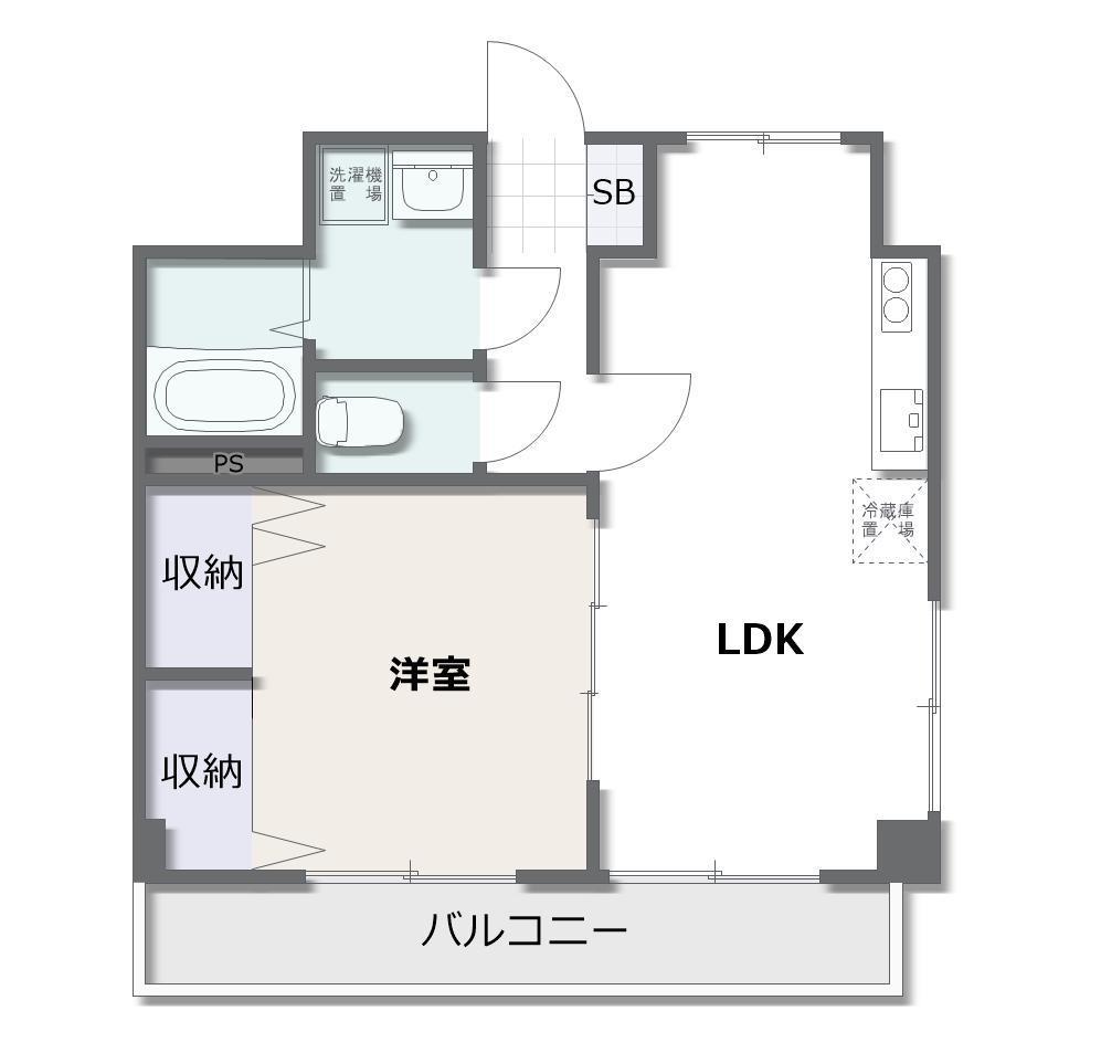 リバーコートC(1LDK/3階)の間取り写真
