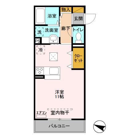 エヴァーラスティング千葉(ワンルーム/1階)の間取り写真