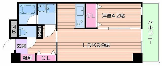 近江レジデンス4号館(1K/8階)の間取り写真