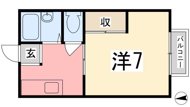 サンシティ小林(1K/2階)の間取り写真