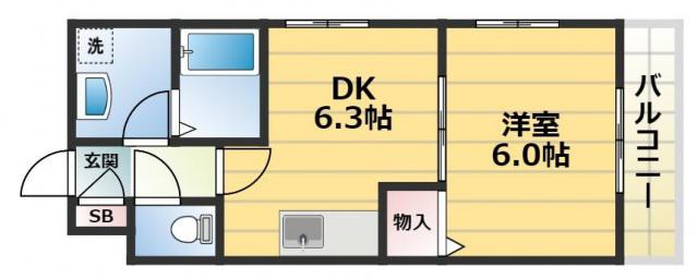 エムアールメゾン(1DK/2階)の間取り写真