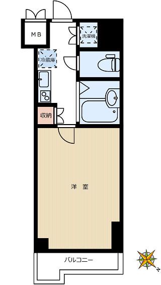 ルーブル飯田橋(1K/8階)の間取り写真