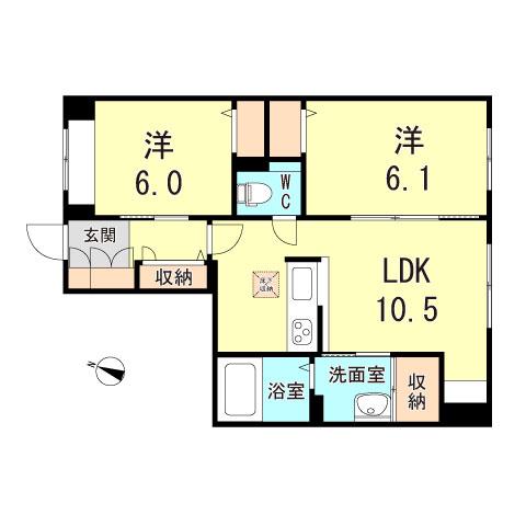GREEN FOREST 芦屋(2LDK/1階)の間取り写真