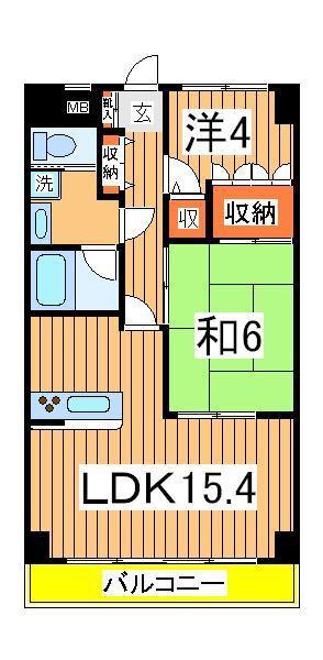 秀和柏レジデンス(2LDK/2階)の間取り写真