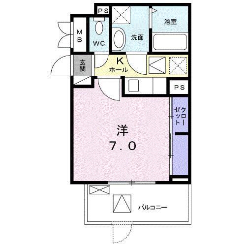 フォレストオハナC棟(1K/1階)の間取り写真