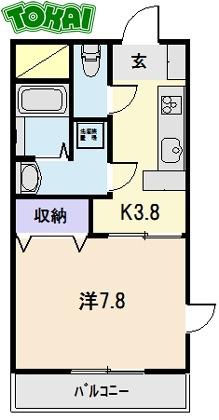 ユートピア垣鼻III(1K/2階)の間取り写真
