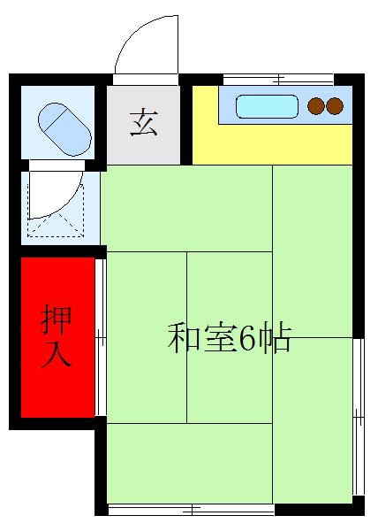 秀和荘(ワンルーム/1階)の間取り写真
